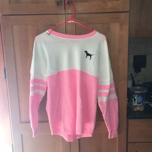 VS PINK light pink Varsity Crew neck sweatshirt XS